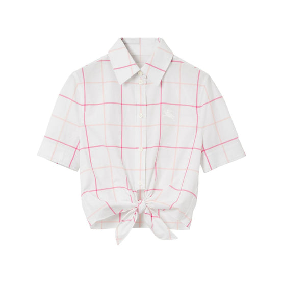 체크 코튼 포플린 크롭 셔츠