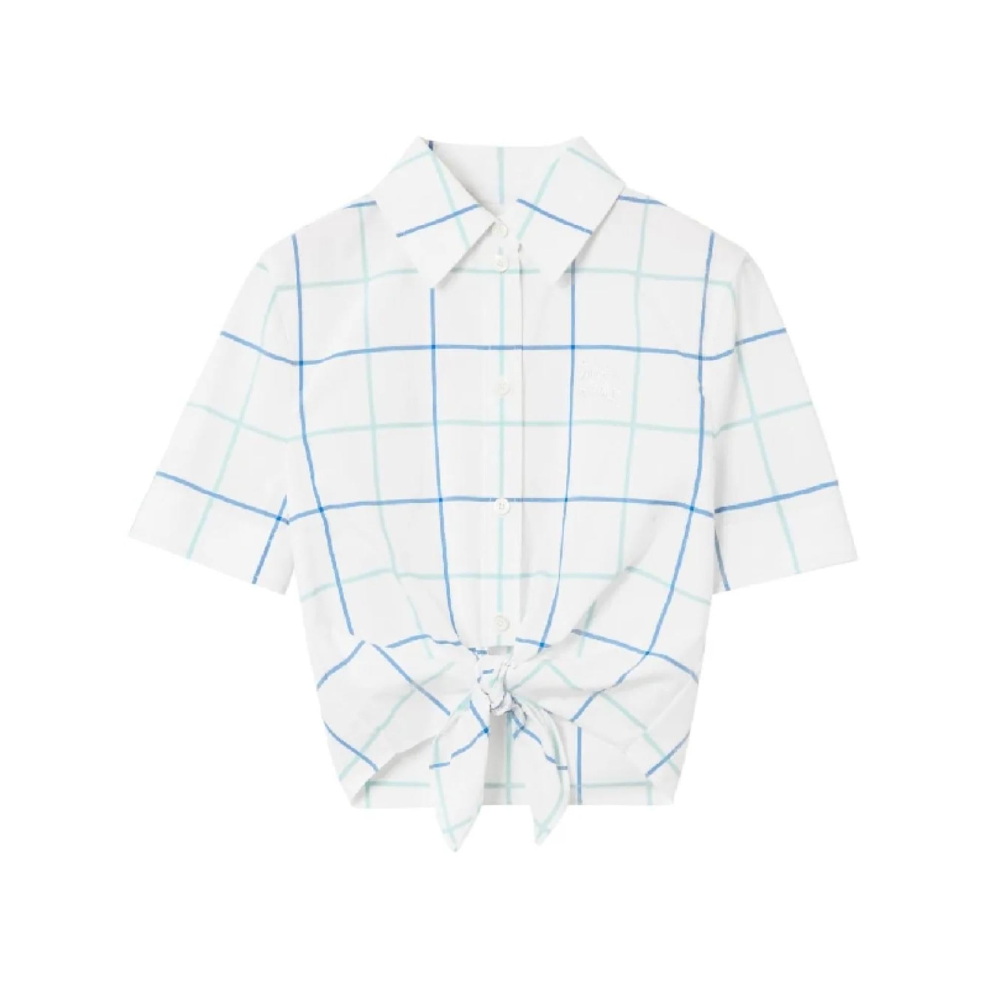 체크 코튼 포플린 크롭 셔츠