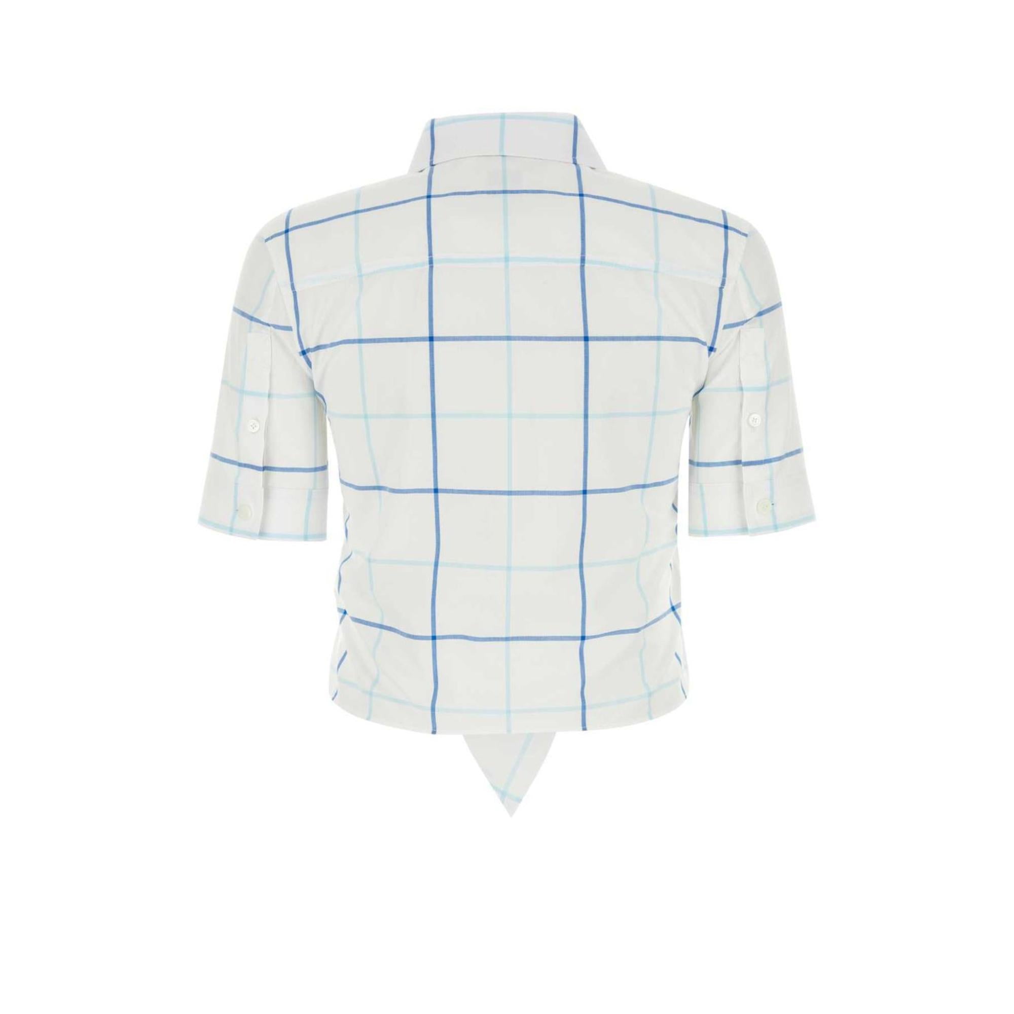 체크 코튼 포플린 크롭 셔츠