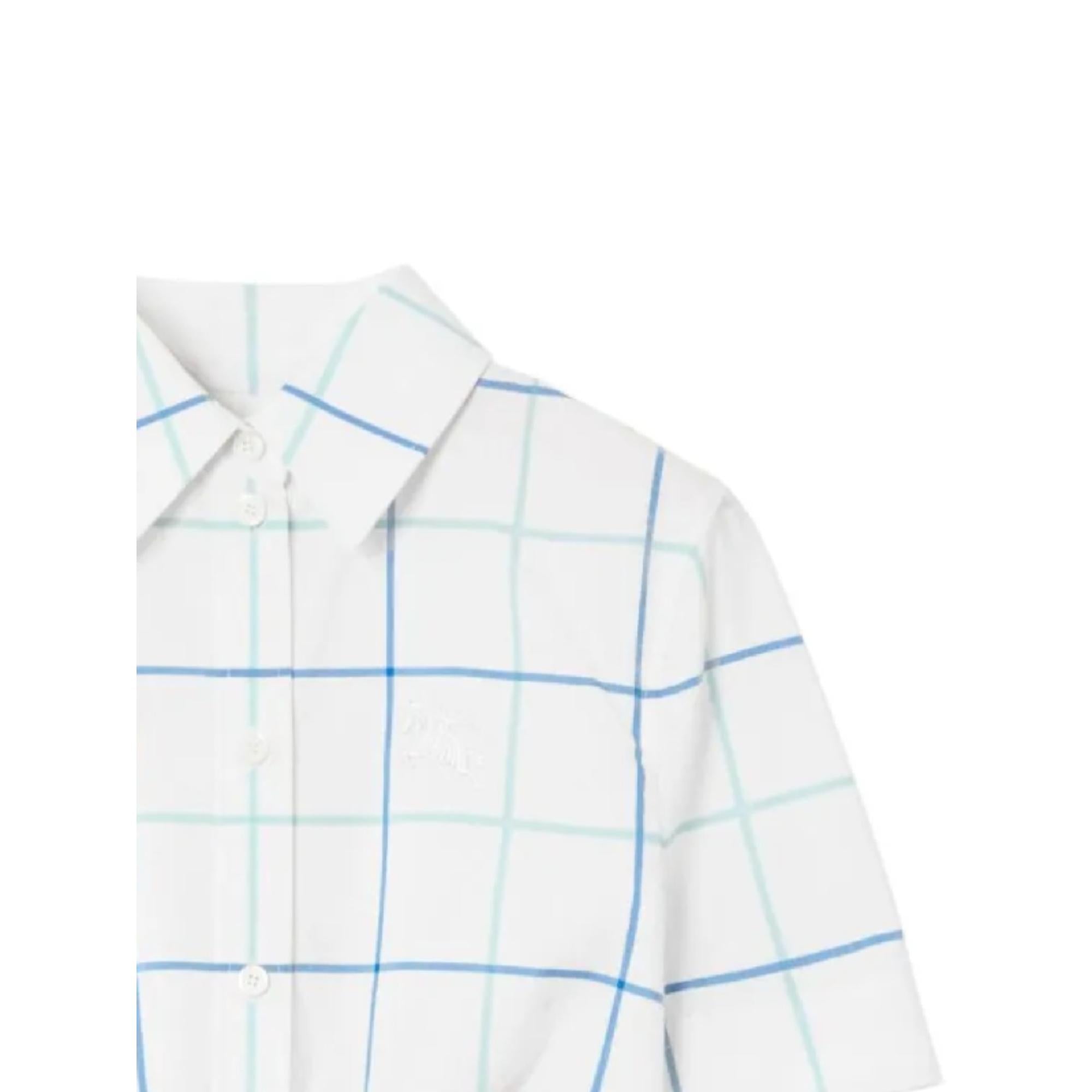 체크 코튼 포플린 크롭 셔츠