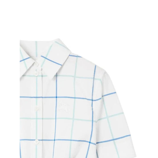 체크 코튼 포플린 크롭 셔츠