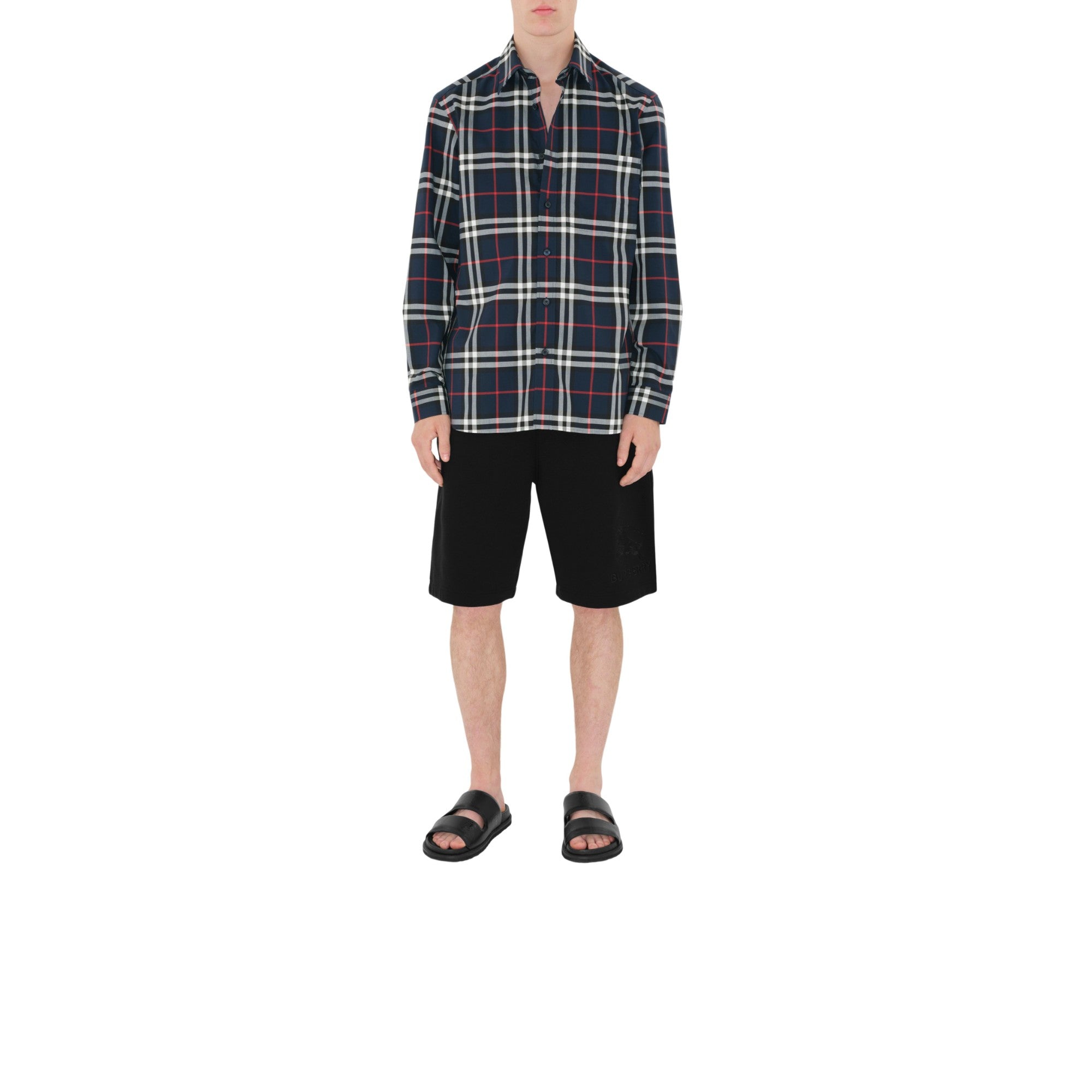 체크 코튼 셔츠-NAVY IP CHECK