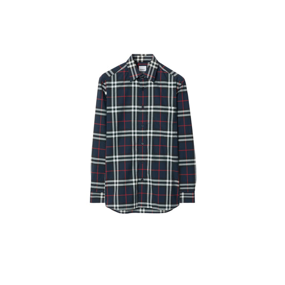 체크 코튼 셔츠-NAVY IP CHECK