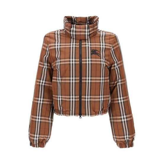 크롭 체크 나일론 퍼퍼 재킷