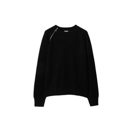 리브 니트 울 스웨터-BLACK