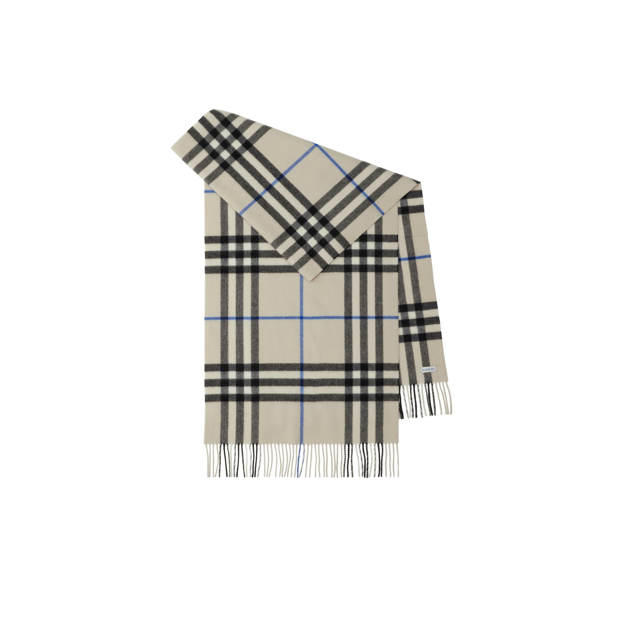 와이드 체크 캐시미어 스카프-LICHEN