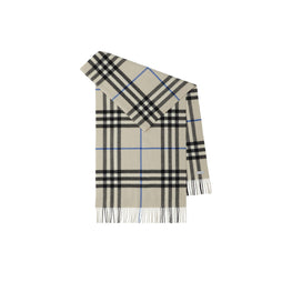 와이드 체크 캐시미어 스카프-LICHEN