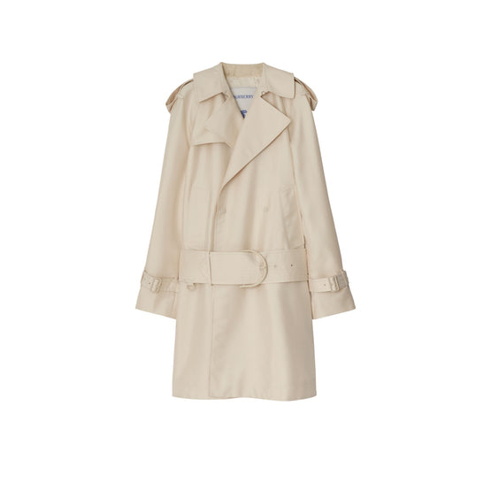 미드 렝스 실크 블렌드 트렌치코트-GRAIN