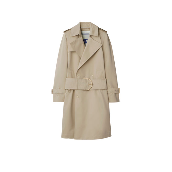 미드 렝스 코튼 실크 트렌치코트-OAT