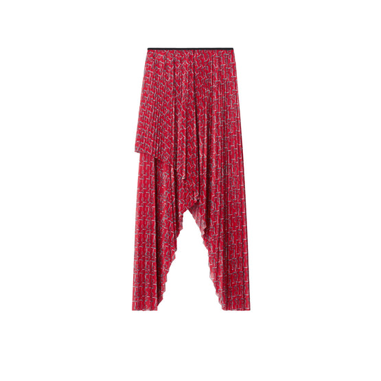 플리츠 B 저지 스커트-SILVER/RED