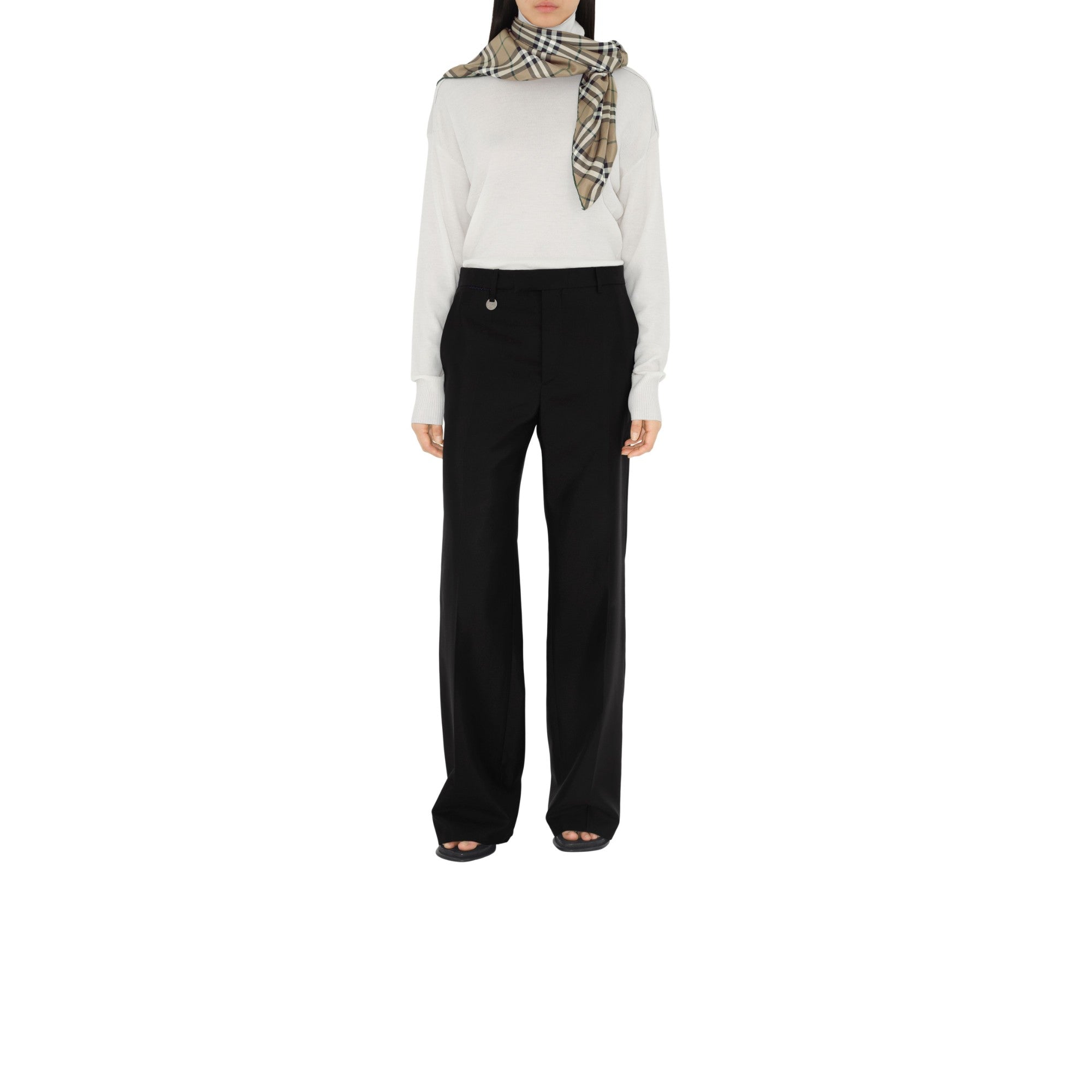 체크 실크 스카프-LINDEN