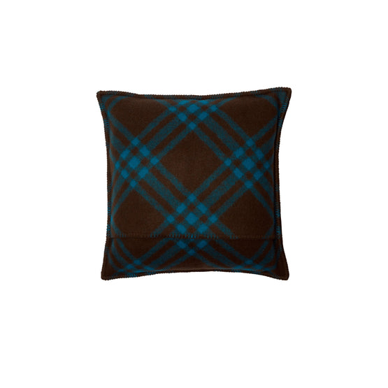 체크 울 쿠션-KINGFISHER/SNUG