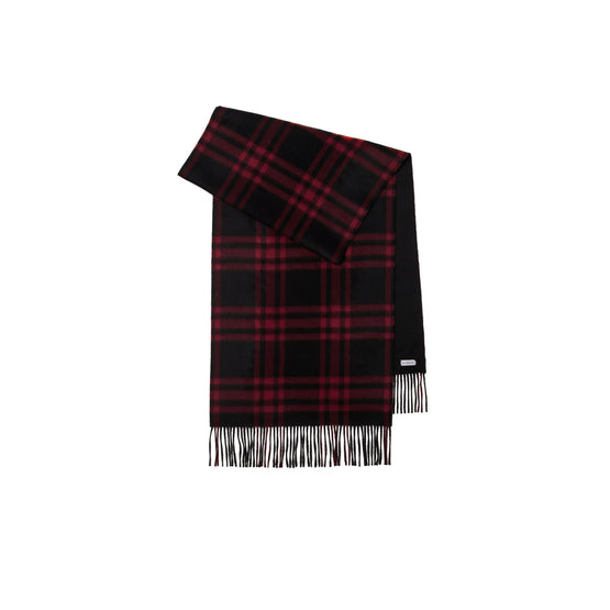 리버시블 체크 캐시미어 스카프-CRANBERRY