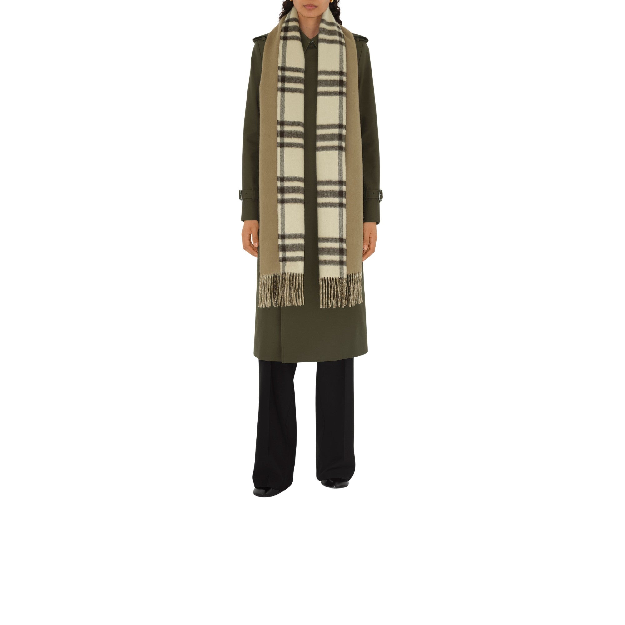 리버시블 체크 캐시미어 스카프-CANDLE