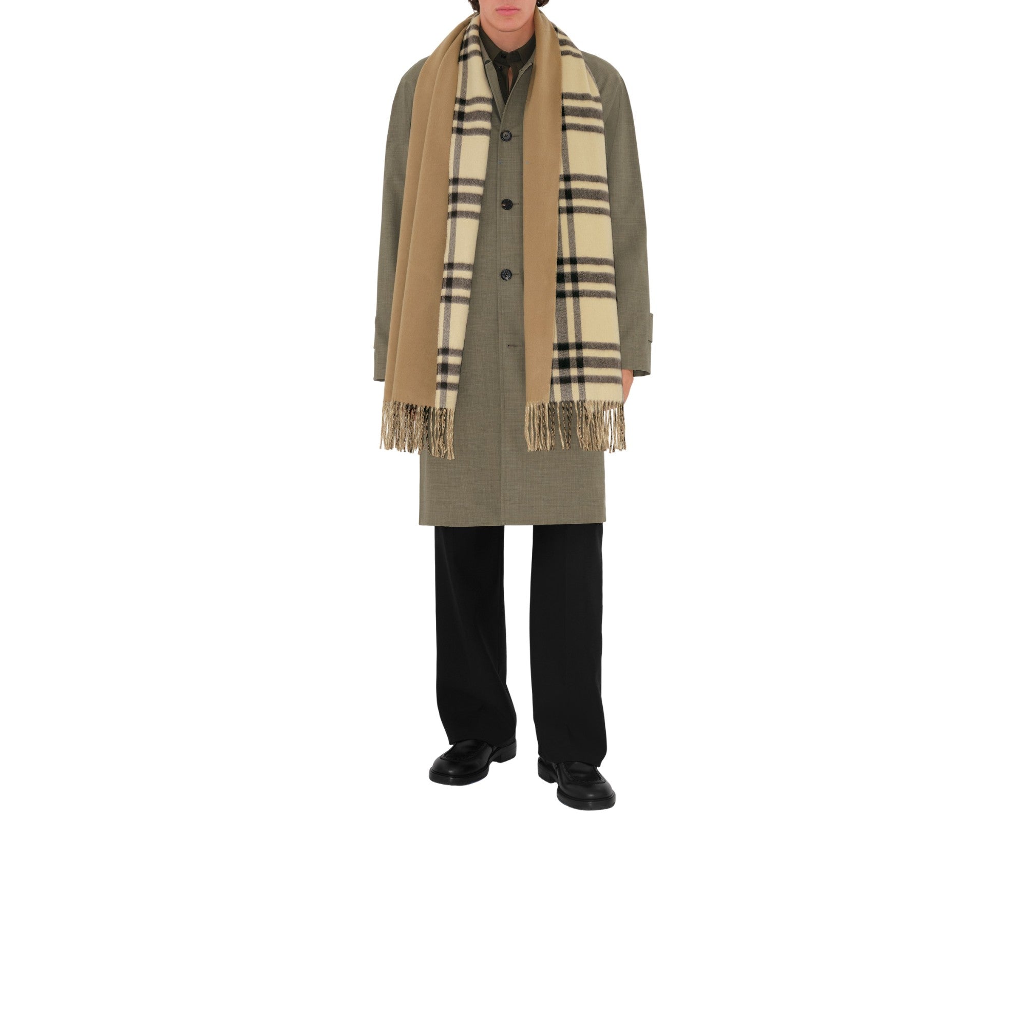 리버시블 체크 캐시미어 스카프-CANDLE