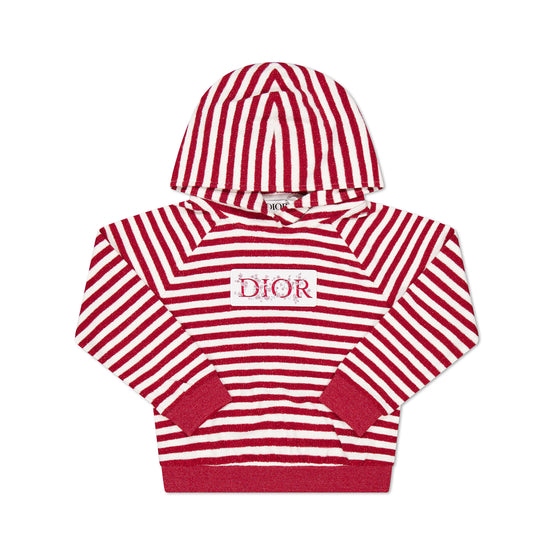 스트라이프 후드 스웻셔츠