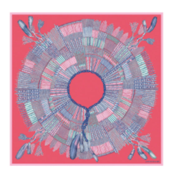 740 Scarves, stoles .../ L6379SOIP35 /Silk scarf 90x90 Pomegranate/