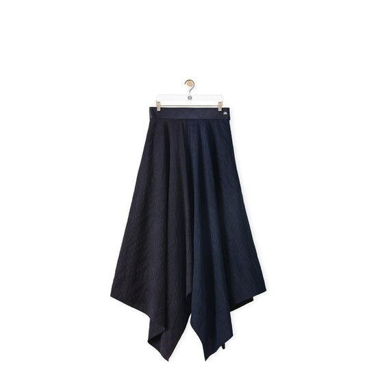 STRIPE ASYMMETRIC MIDI SKIRT