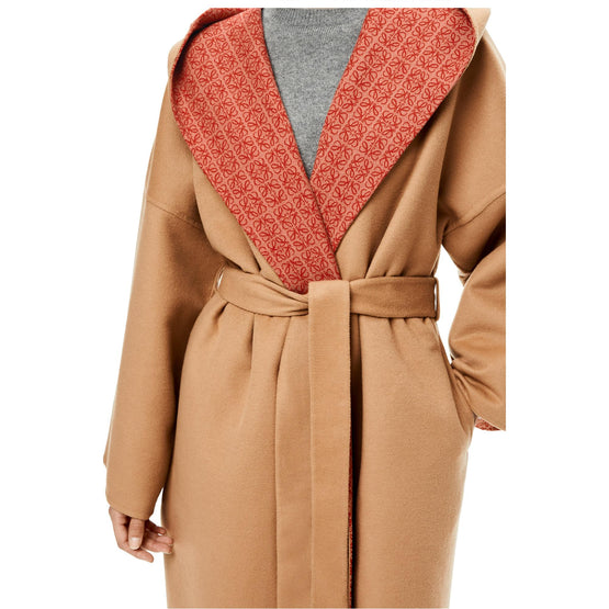 ANAGRAM JACQUARD HOODED COAT