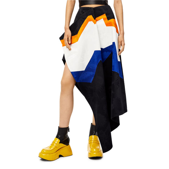 JACQUARD ASYMMETRIC MIDI SKIRT