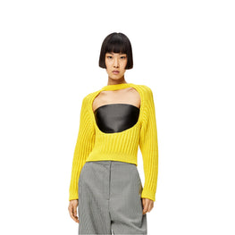 LEATHER BUSTIER CUTOUT SWEATER