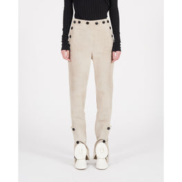 BUTTON SUEDE TROUSERS