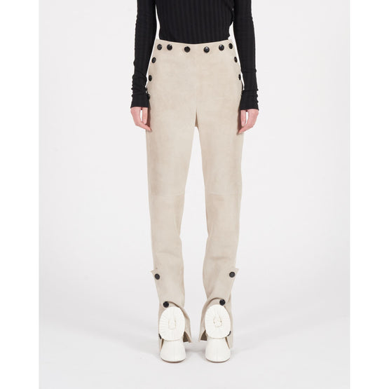 BUTTON SUEDE TROUSERS