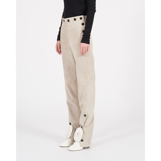 BUTTON SUEDE TROUSERS