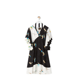 PARROT PRINT RUFFLE DRESS