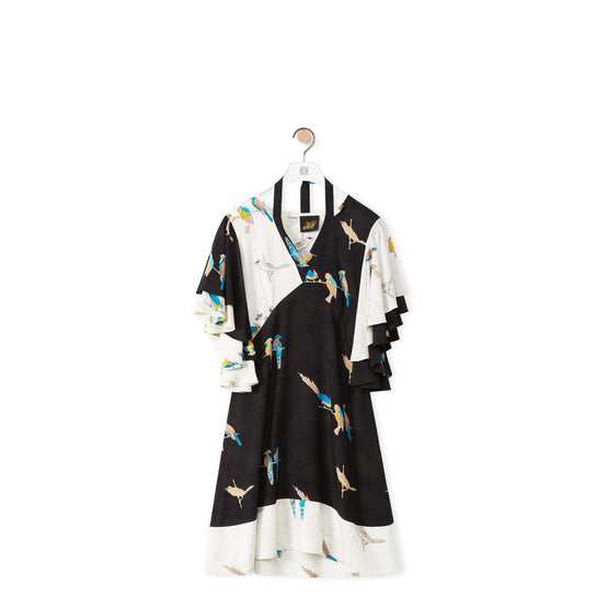 PARROT PRINT RUFFLE DRESS