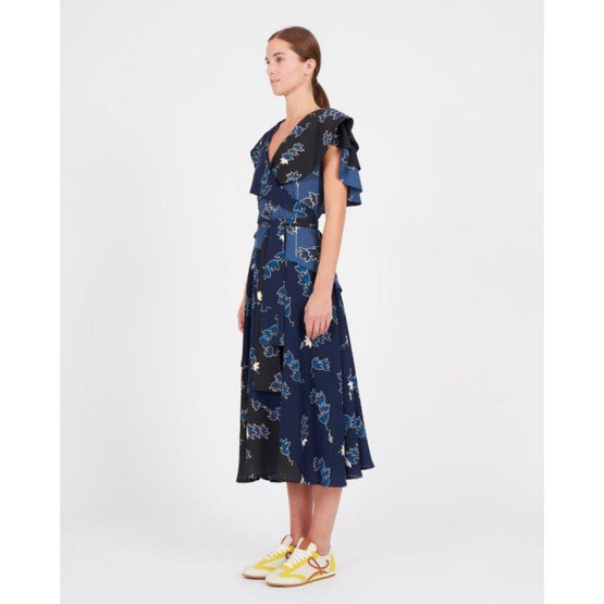 CROCUS PRINT RUFFLE DRESS