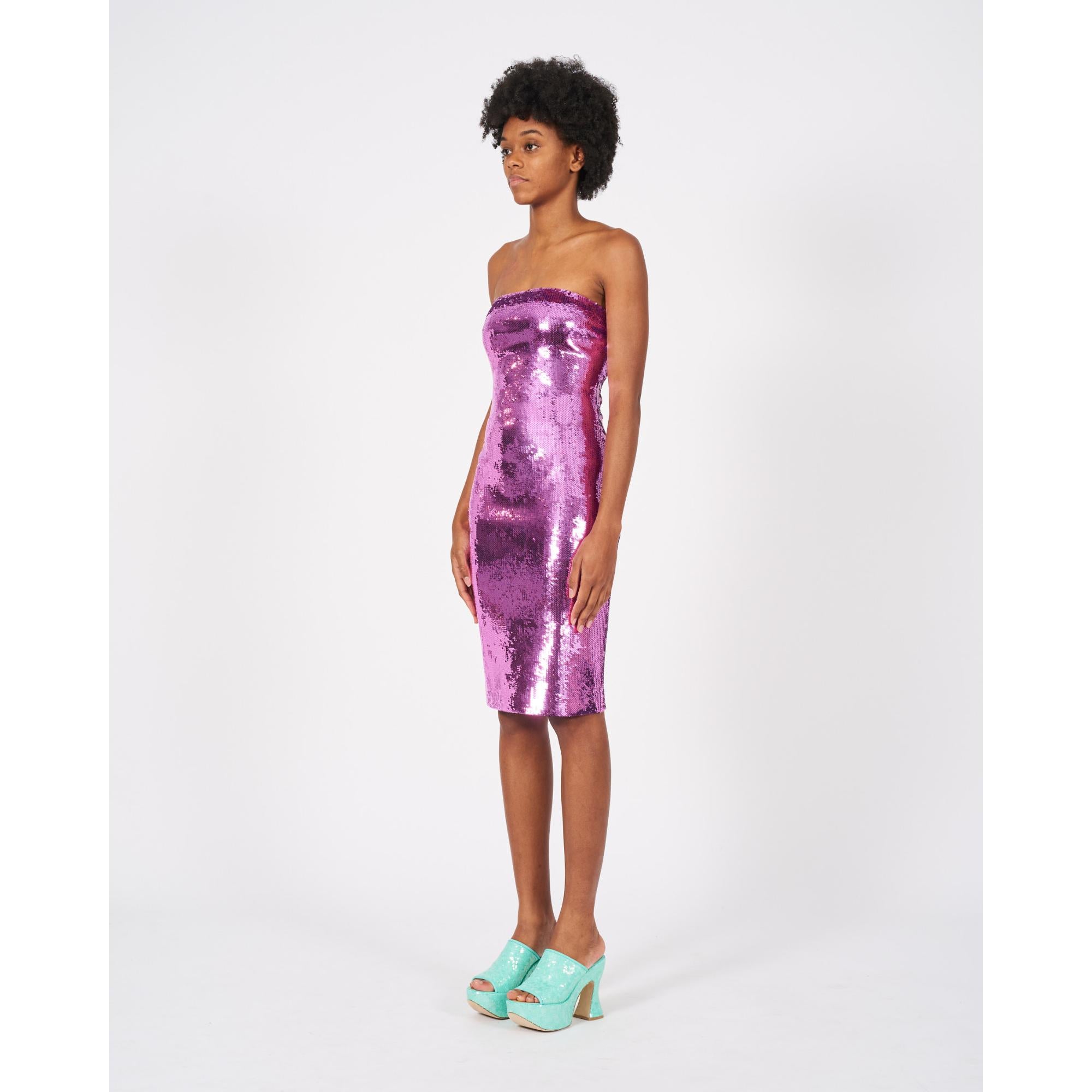 SEQUIN BUSTIER MIDI DRESS