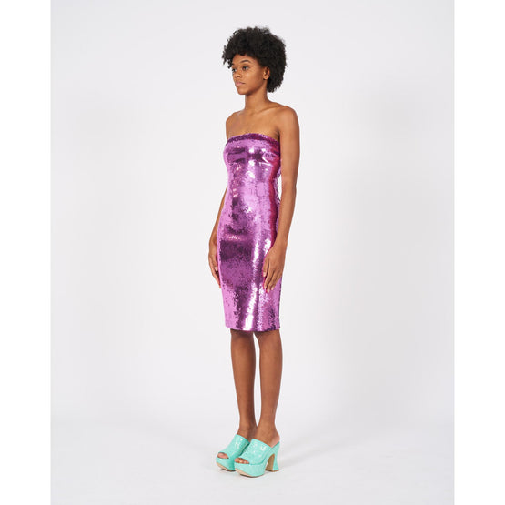 SEQUIN BUSTIER MIDI DRESS