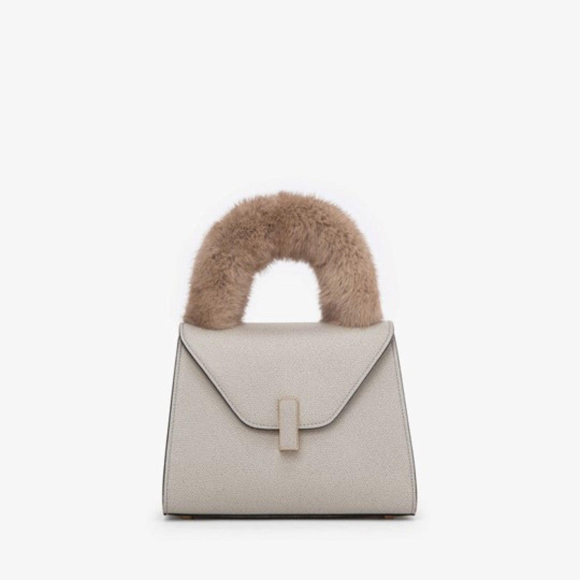 ISIDE HANDLE COVER WITH MINK FUR-BEIGE CACHEMIRE