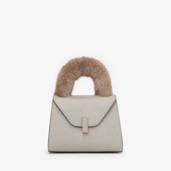 ISIDE HANDLE COVER WITH MINK FUR-BEIGE CACHEMIRE