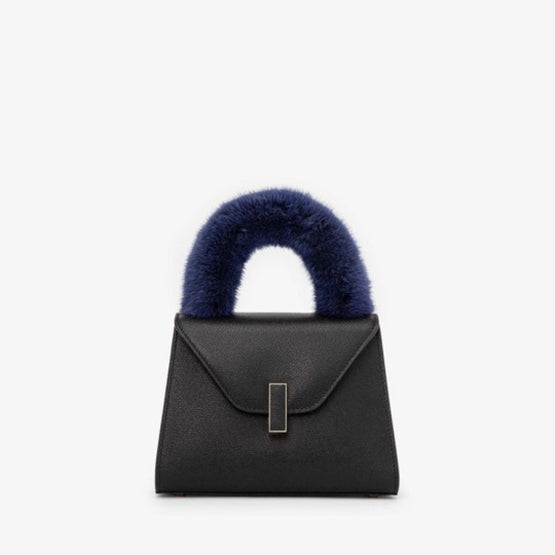 ISIDE HANDLE COVER WITH MINK FUR-SAPPHIRE BLUE