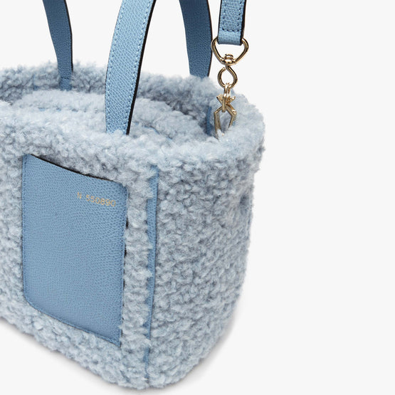 SOFT BOUCLE BUCKET MICRO BAG-SHIRT BLUE