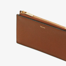 CARD HOLDER 3CC WITH ZIP-CHOCOLATE BROWN/NEBULA BLUE