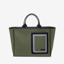 LARGE FELT TOTE-GREEN MILITAR/BLACK/ASH GREY