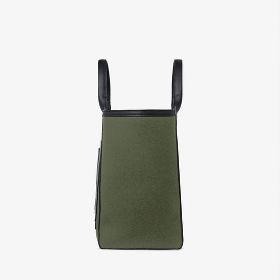 LARGE FELT TOTE-GREEN MILITAR/BLACK/ASH GREY