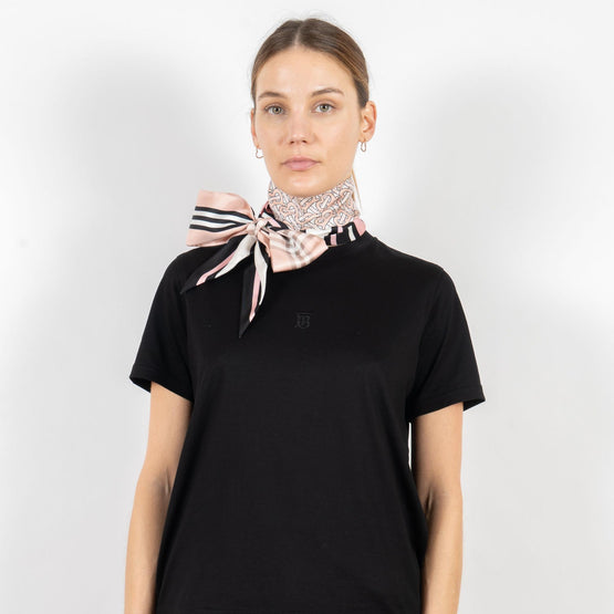 몽타주 프린트 실크 스키니 스카프