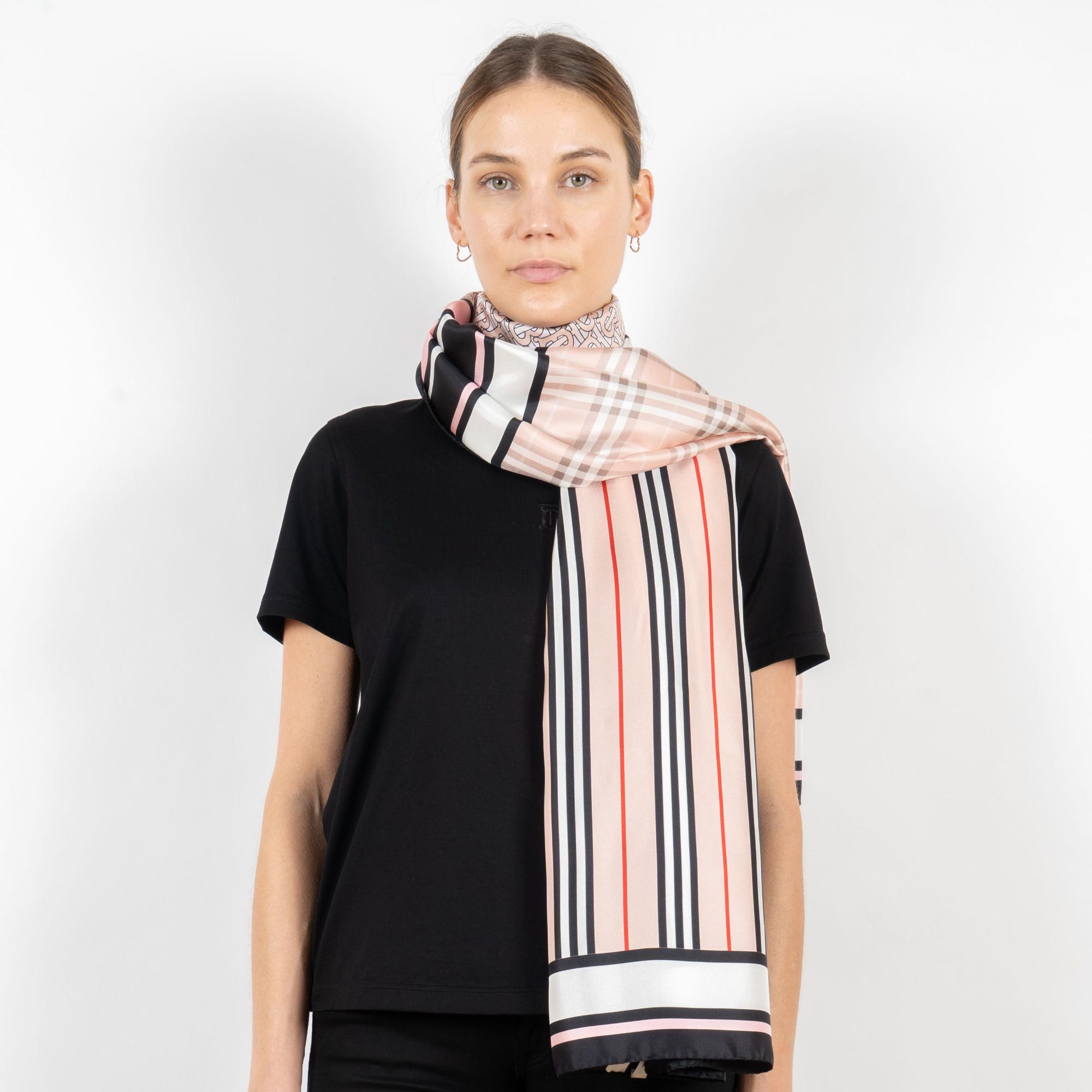 몽타주 프린트 실크 스카프