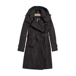 디태처블 후드 타프타 트렌치코트