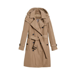 디태처블 후드 타프타 트렌치코트