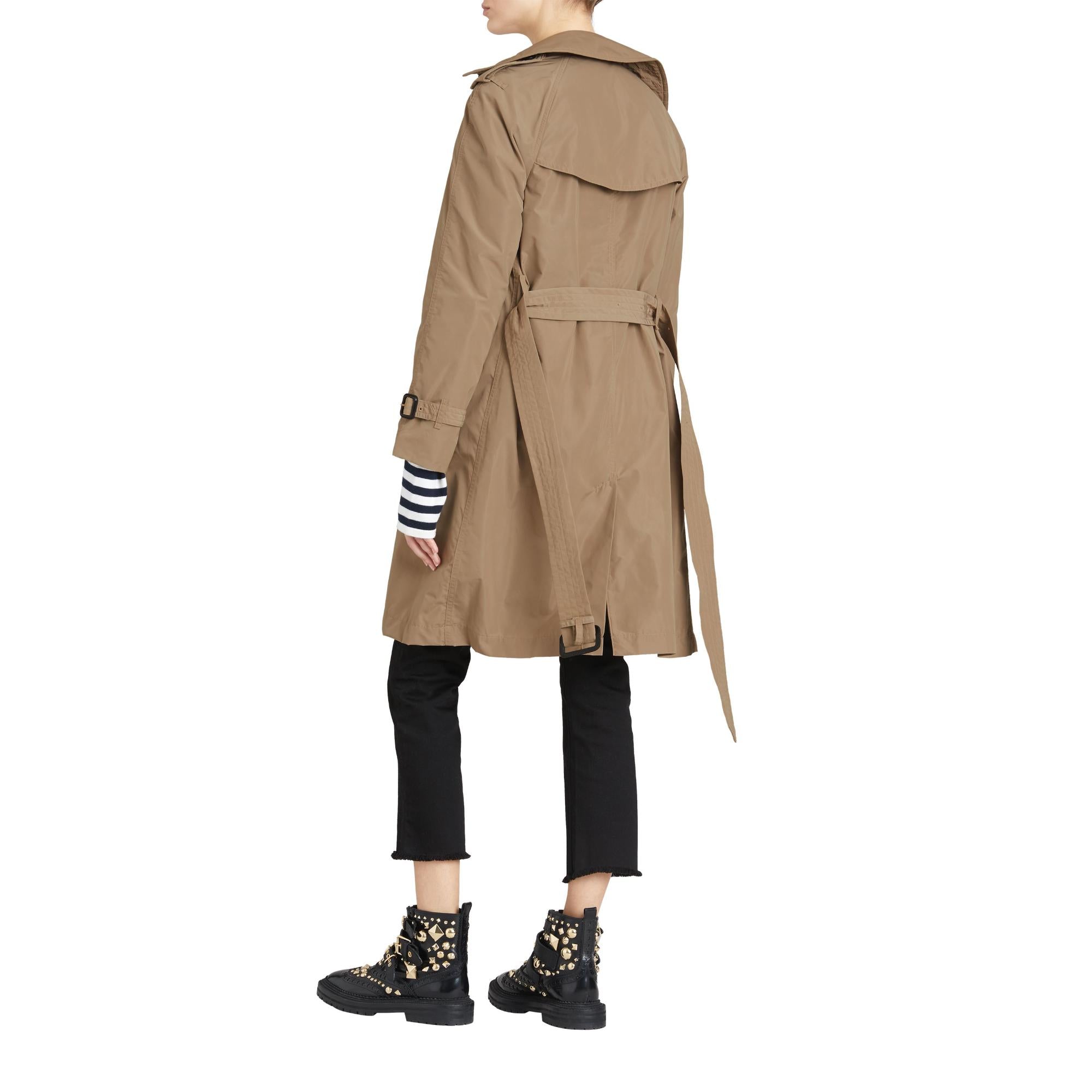디태처블 후드 타프타 트렌치코트