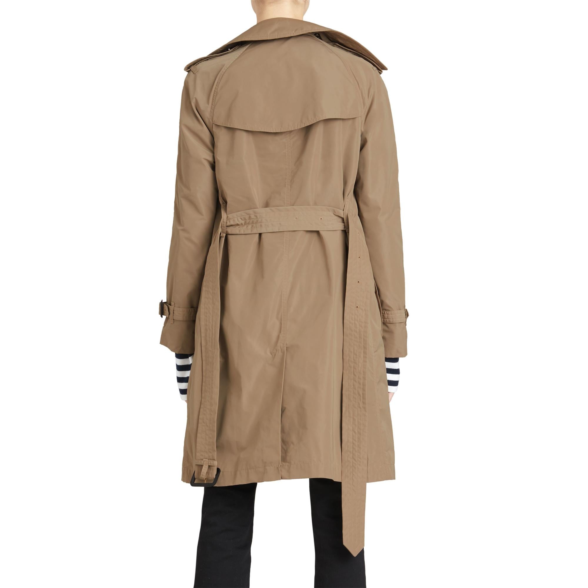 디태처블 후드 타프타 트렌치코트