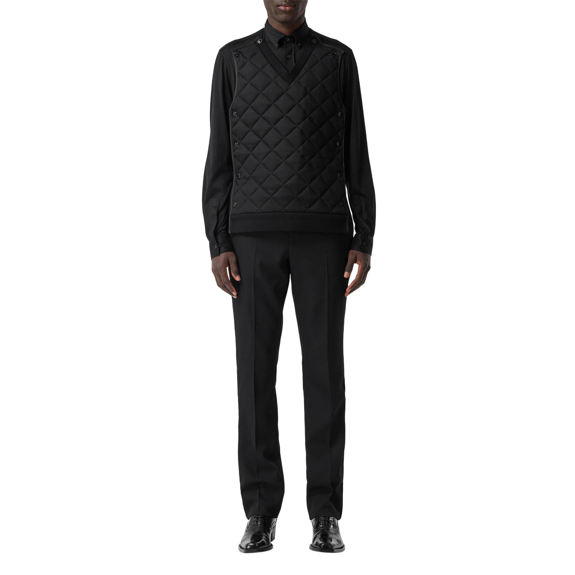 클래식핏 디태처블 퀼팅 패널 실크 저지 셔츠