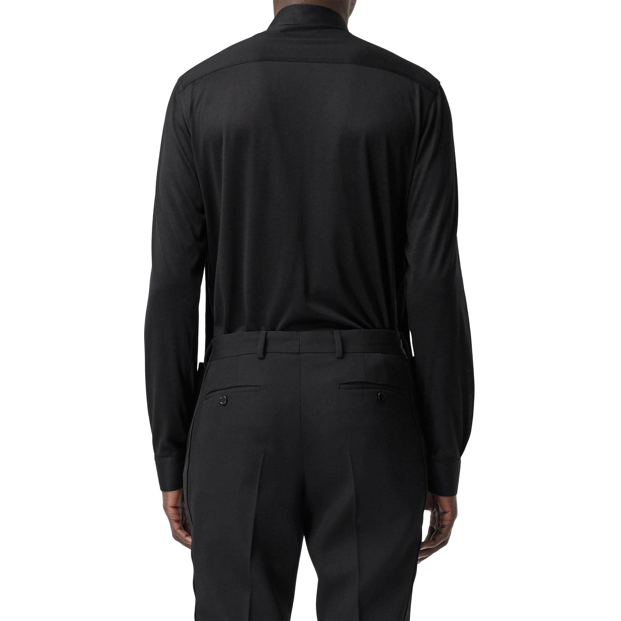 클래식핏 디태처블 퀼팅 패널 실크 저지 셔츠