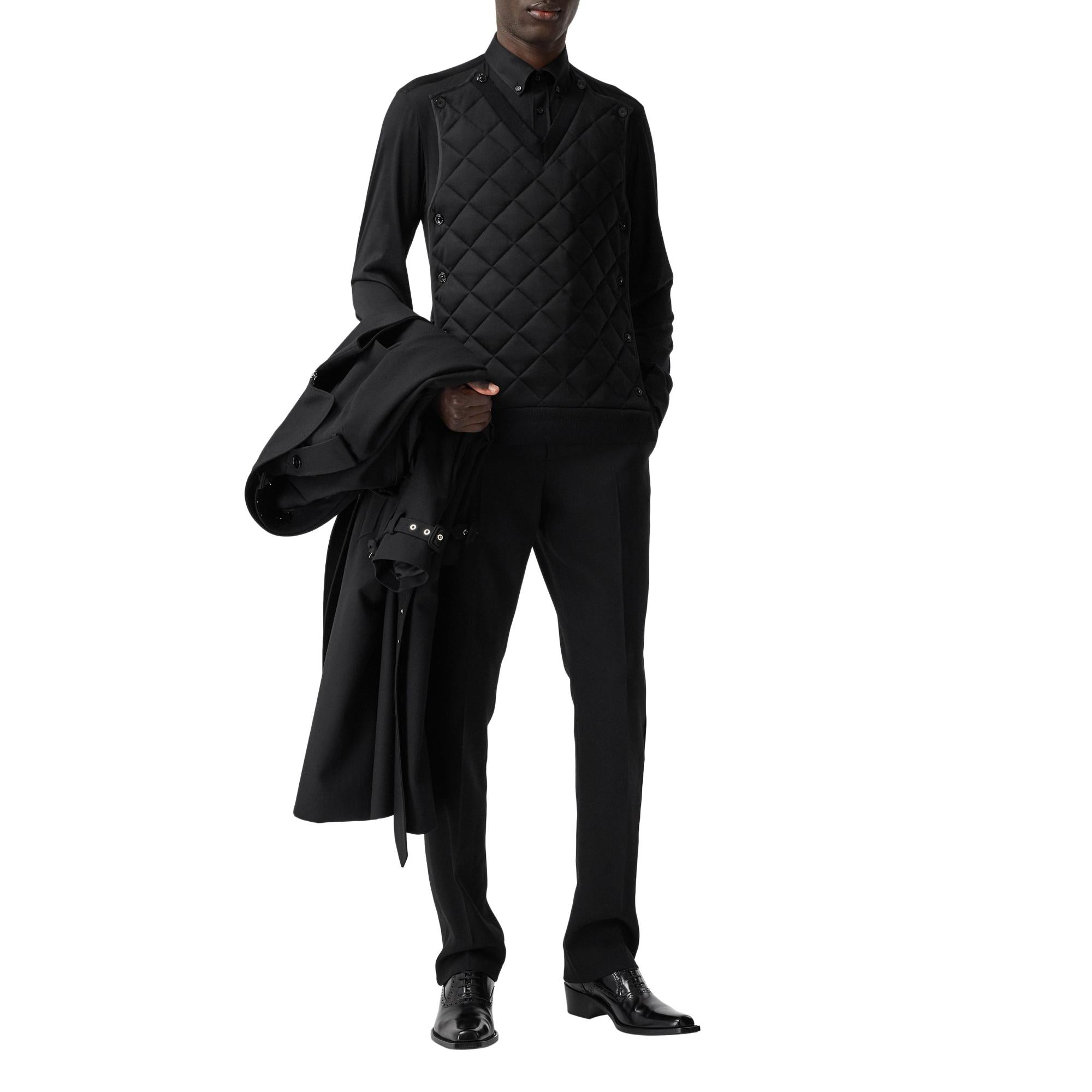 클래식핏 디태처블 퀼팅 패널 실크 저지 셔츠