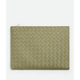 HALF ZIPPED POUCH - TRAVERTINE/TR/PAR-SI